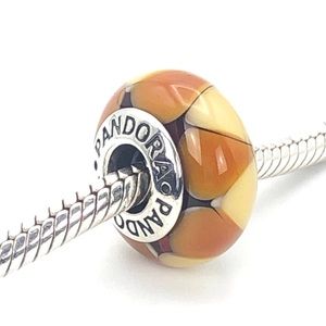 PANDORA CAPTIVATING AMBER STERLING SILVER MURANO GLASS CHARM